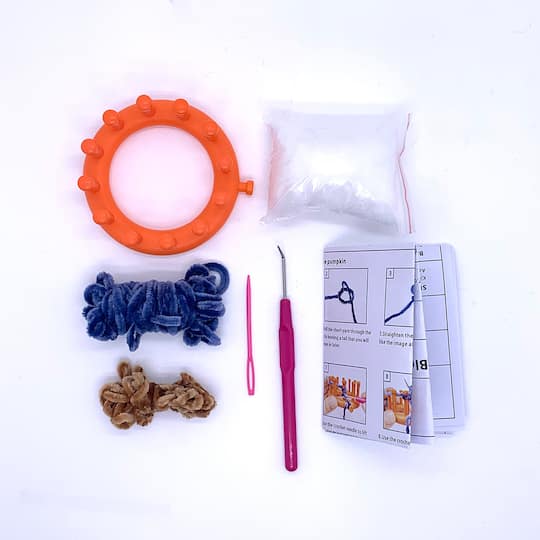 Chenille Pumpkin Crochet Kit with Knitting Loom by Loops & Threads